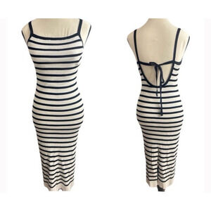 Freshman 1996 Dress Medium Striped Boho Midi Stretch